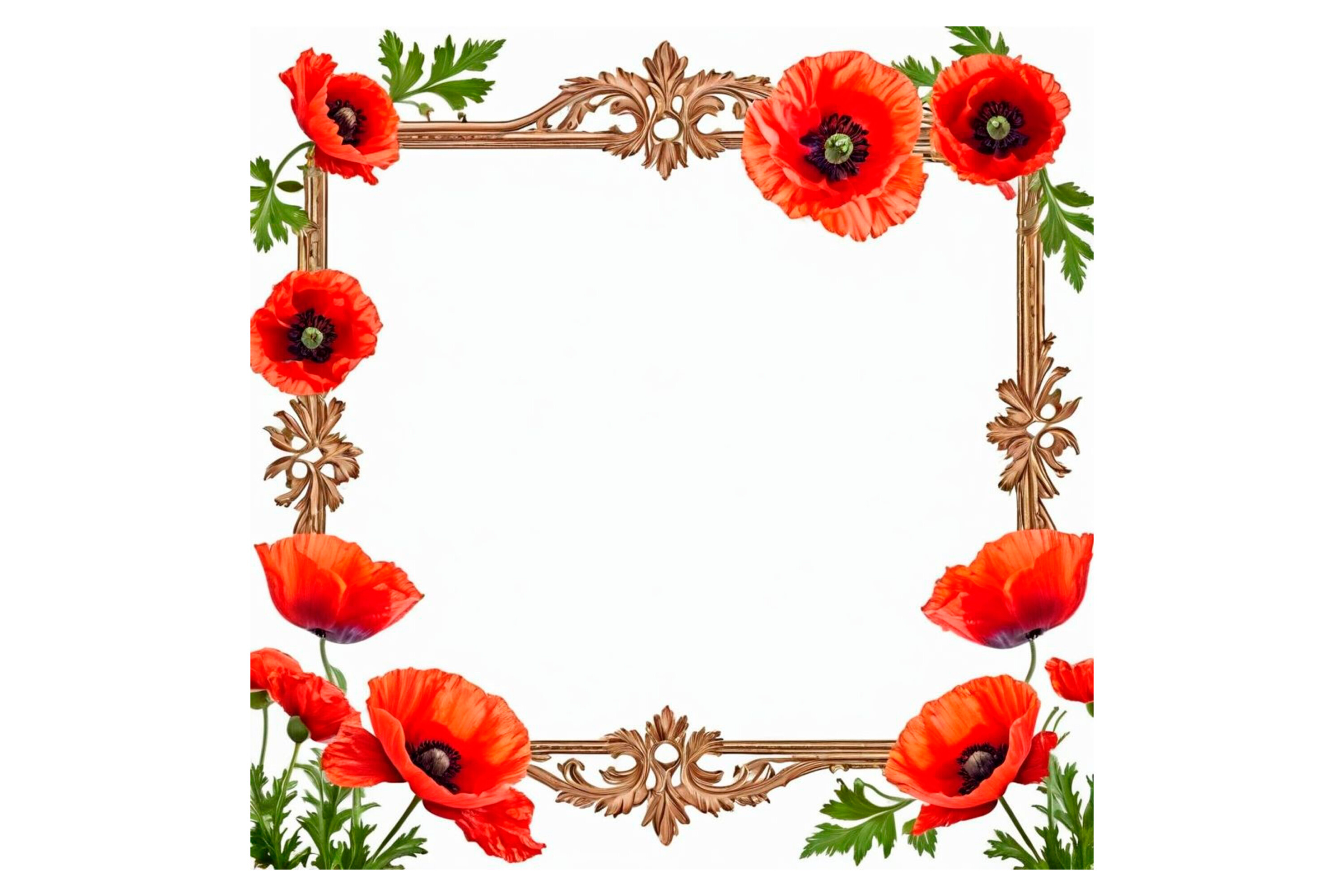 Red Poppy Flower Frame Border Floral Graphic by IrynaShancheva ...