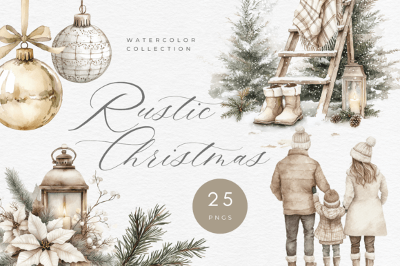 Rustic Boho Christmas Clipart Graphics