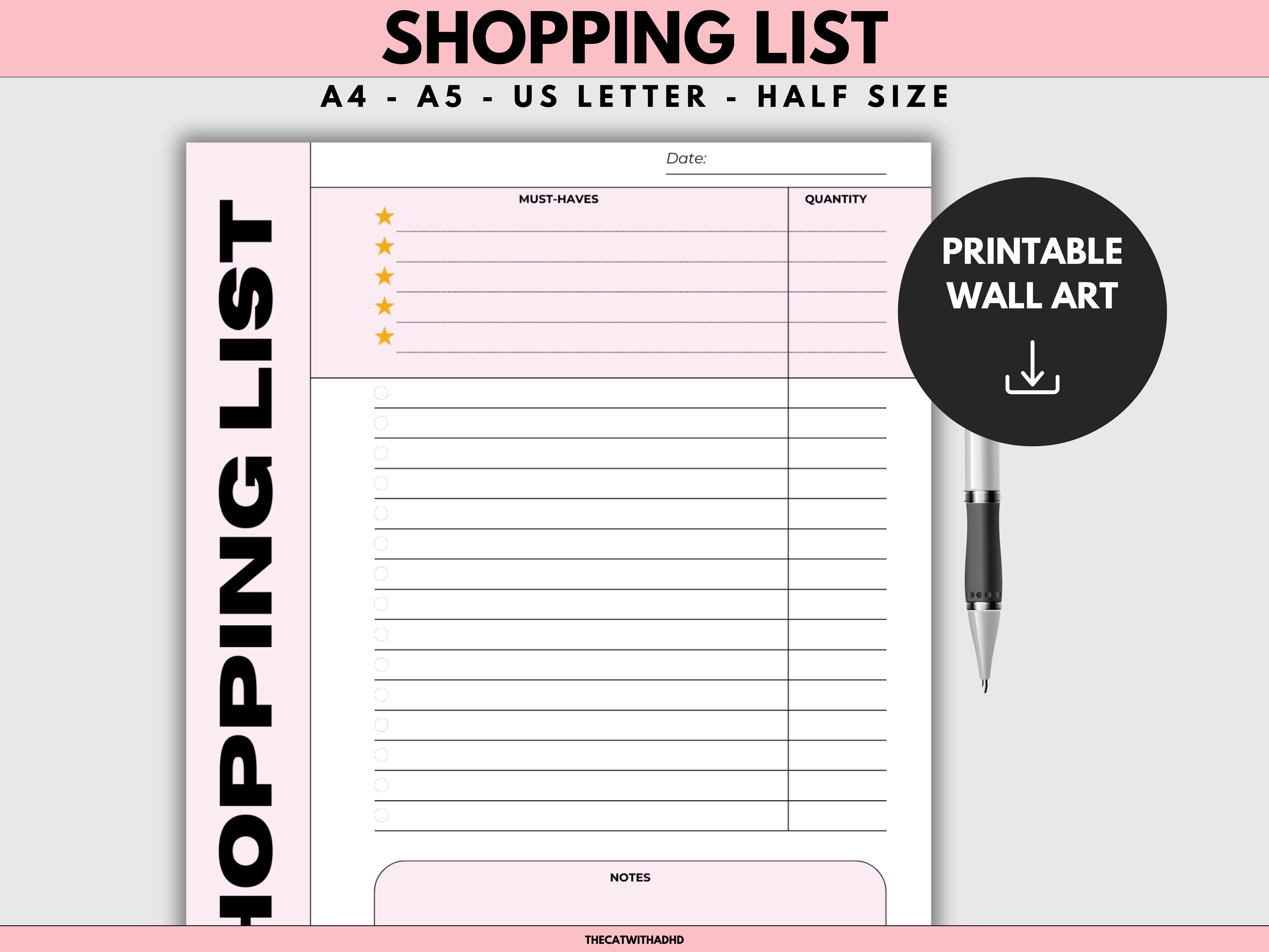 Shopping List Template, Grocery List