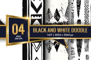 Black and White Doodle Digital Paper Graphic by Creative Design Studio ...