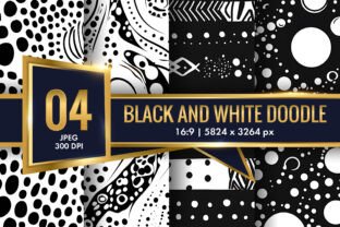 Black and White Doodle Digital Paper Graphic by Creative Design Studio ...