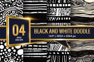 Black and White Doodle Digital Paper Graphic by Creative Design Studio ...