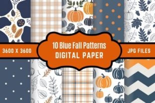 Blue Graphics Fall Blue Fall Patterns Graphic by PrismaPop · Creative Fabrica