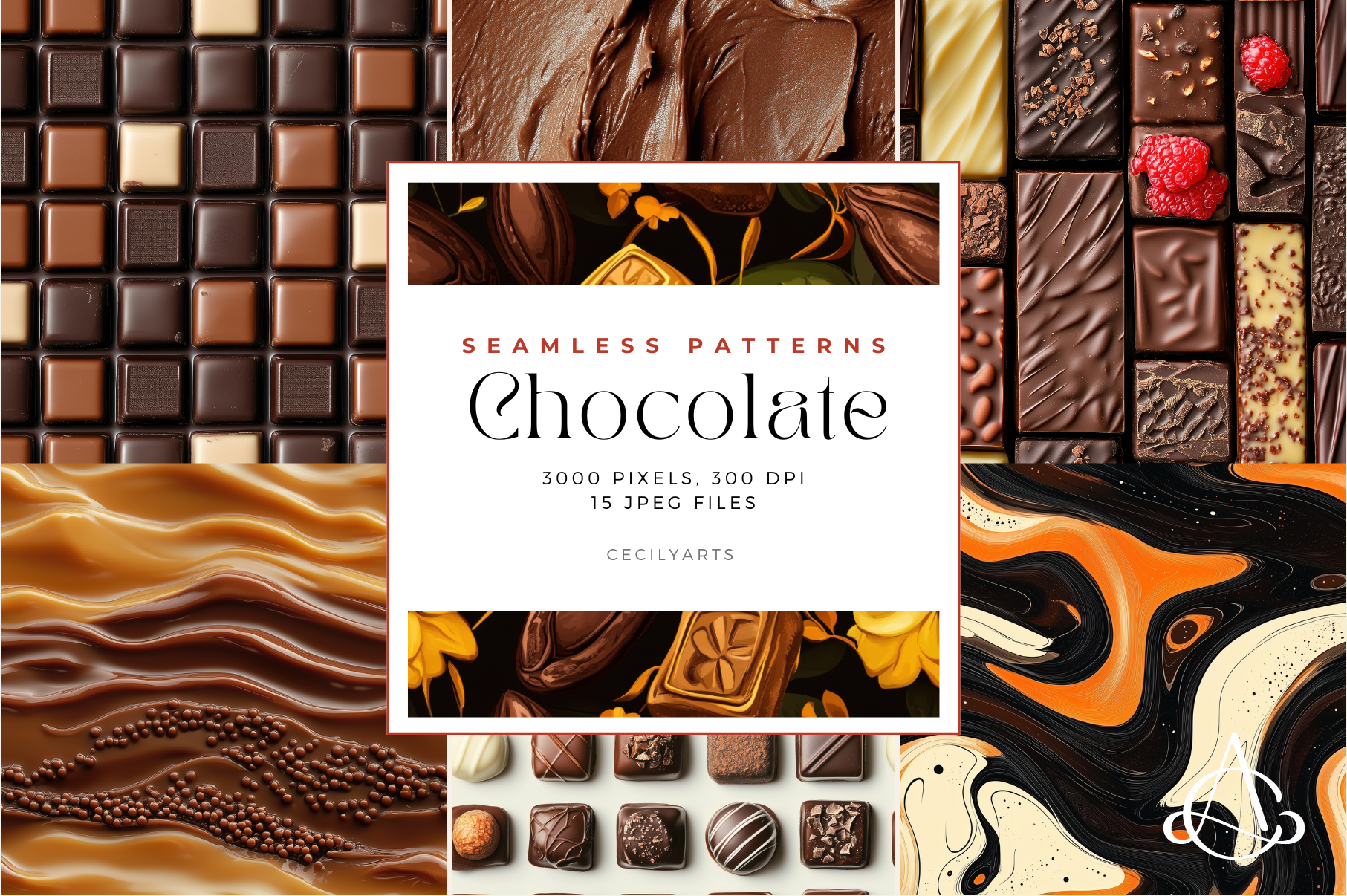 Chocolate Seamless Patterns Graphic by Cecily Arts · Creative Fabrica