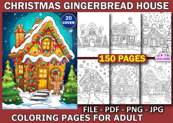 Christmas Gingerbread House Coloring Graphics