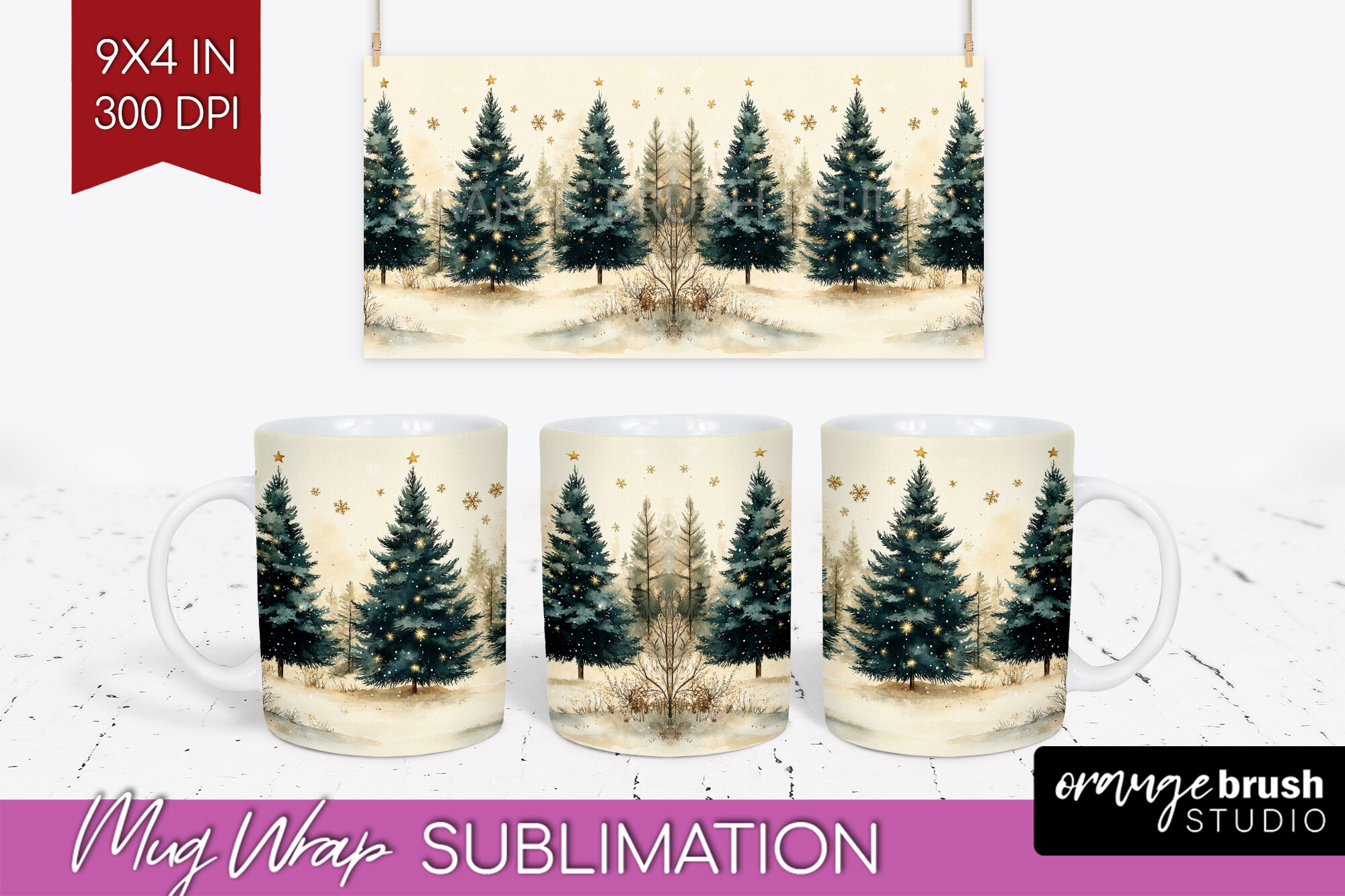 Christmas Tree Mug Wrap Sublimation Graphic by Orange Brush Studio ...