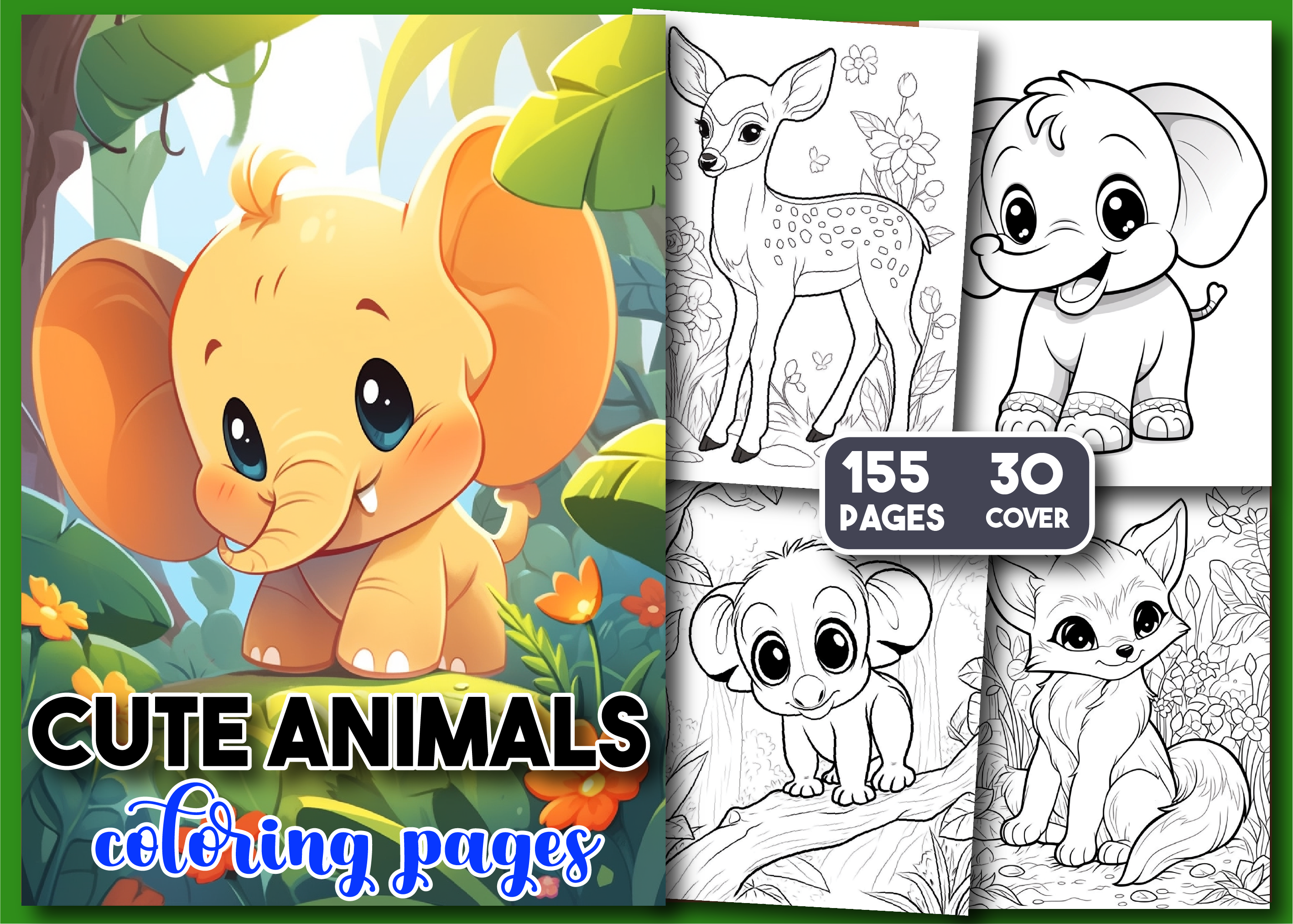 Cute Animals Coloring Pages for Kids