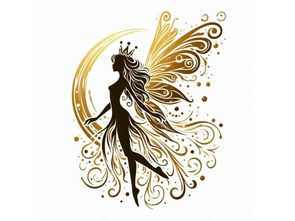 🧚‍♀️ Fairy with Golden Wings Graphic by LINEART3 · Creative Fabrica
