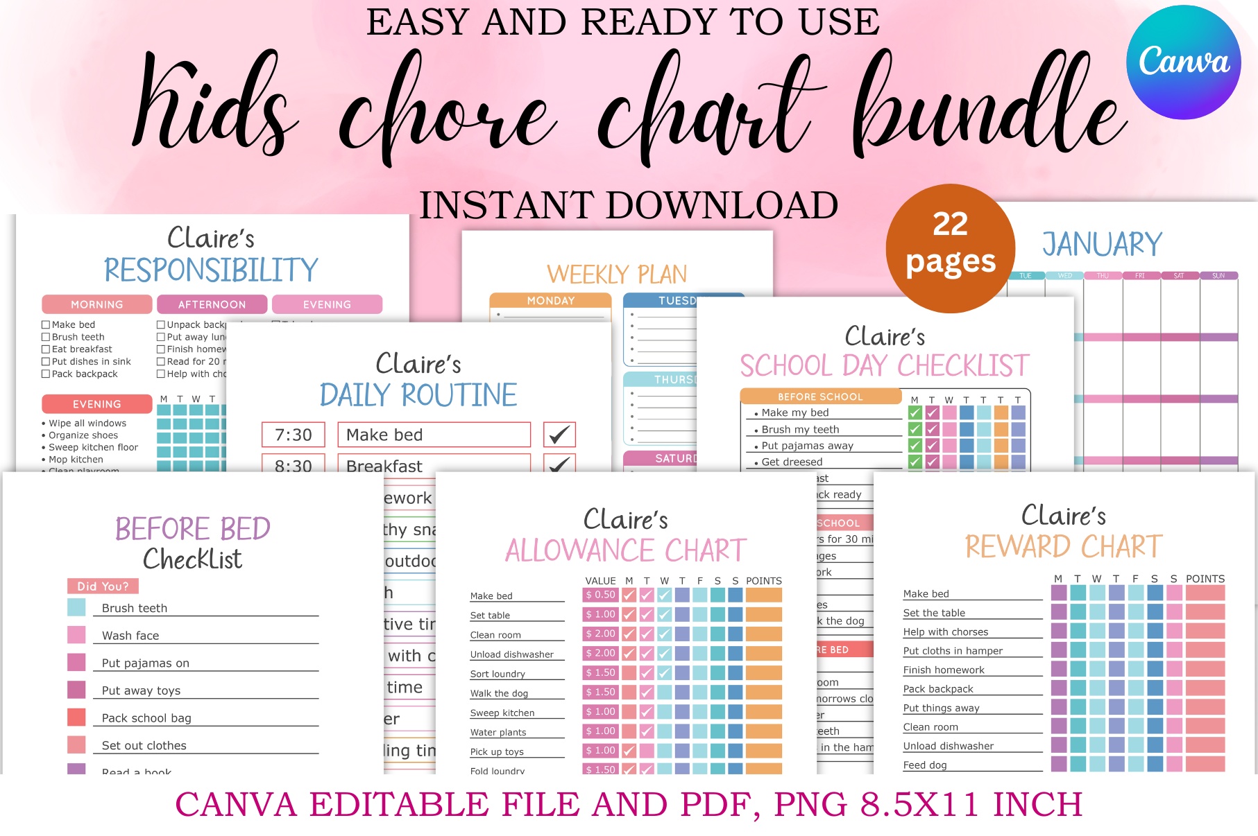 Kids Chore Chart Bundle