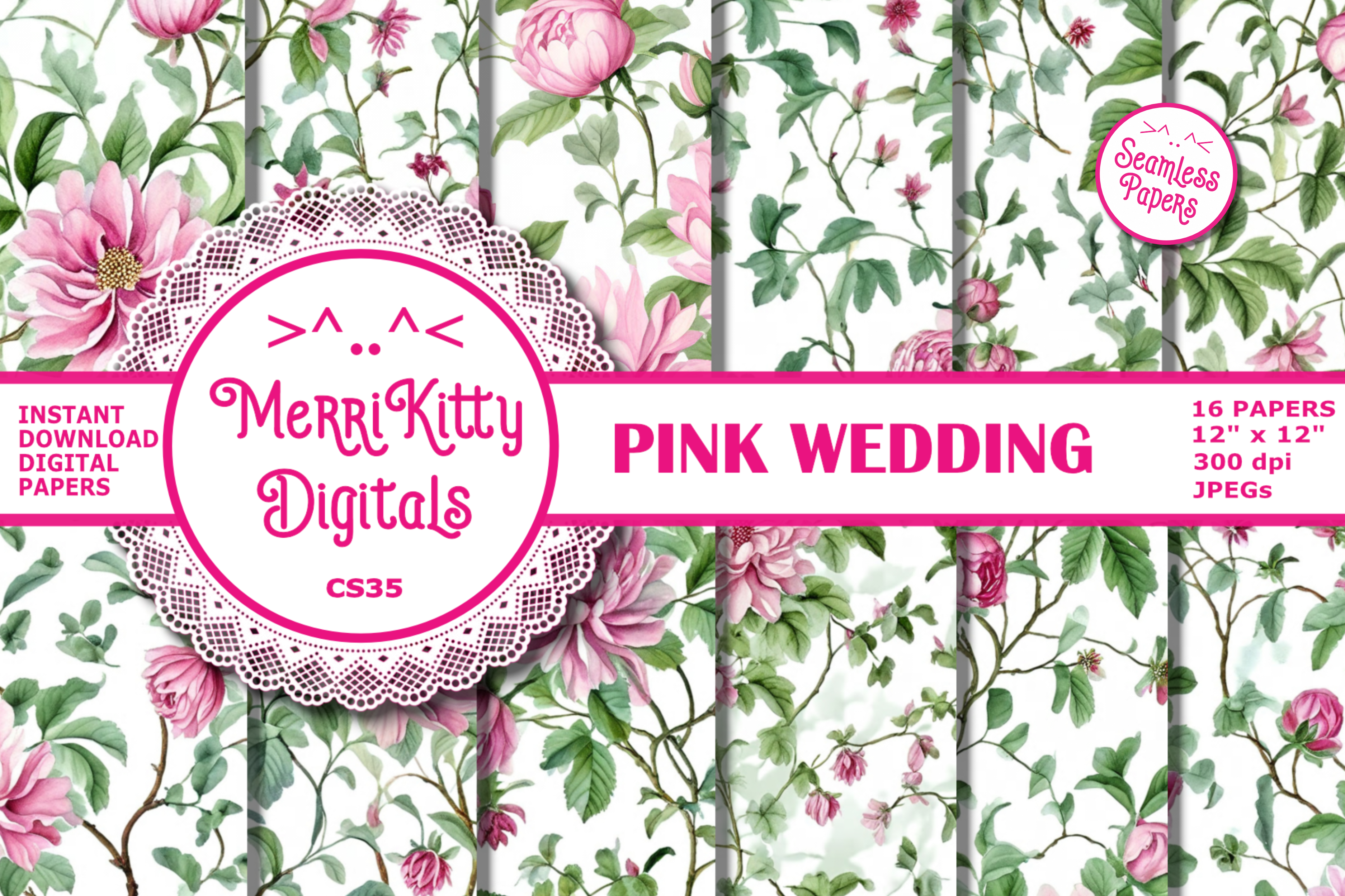 Pink Flower Floral Seamless Papers Graphic by MerriKitty Digitals ...