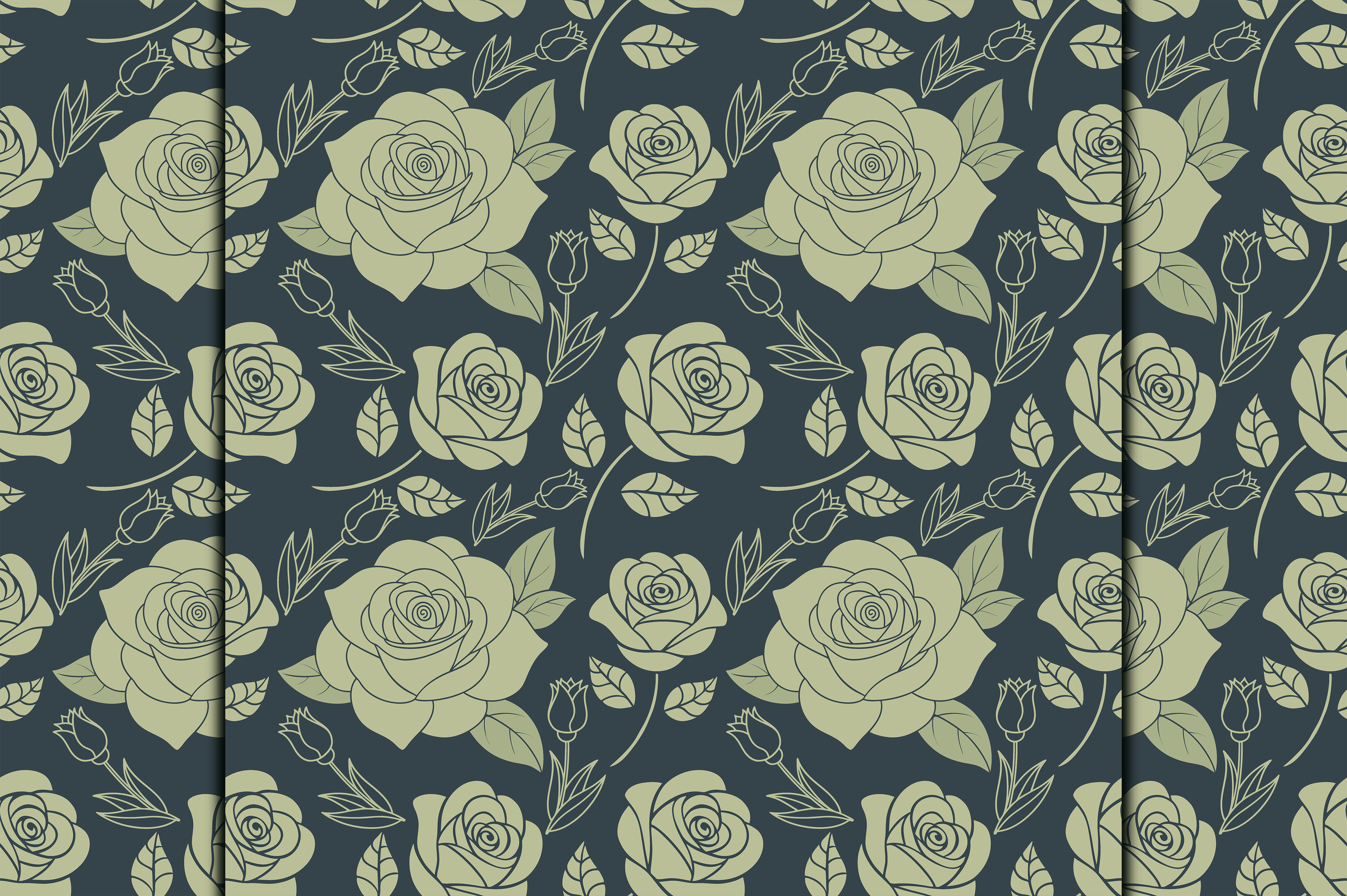 Design Single Rose Pattern Seamless Rose Flowers Pattern Design Graphic by creativedesignzone15 ...