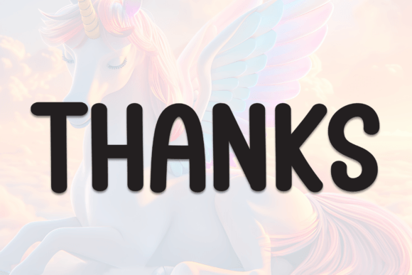 Simple Unicorn Font PNG with transparent background - Preview 6