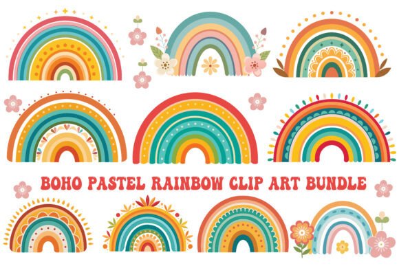 Boho Rainbow Design Art Vector Graphic by Designs River · Creative Fabrica
