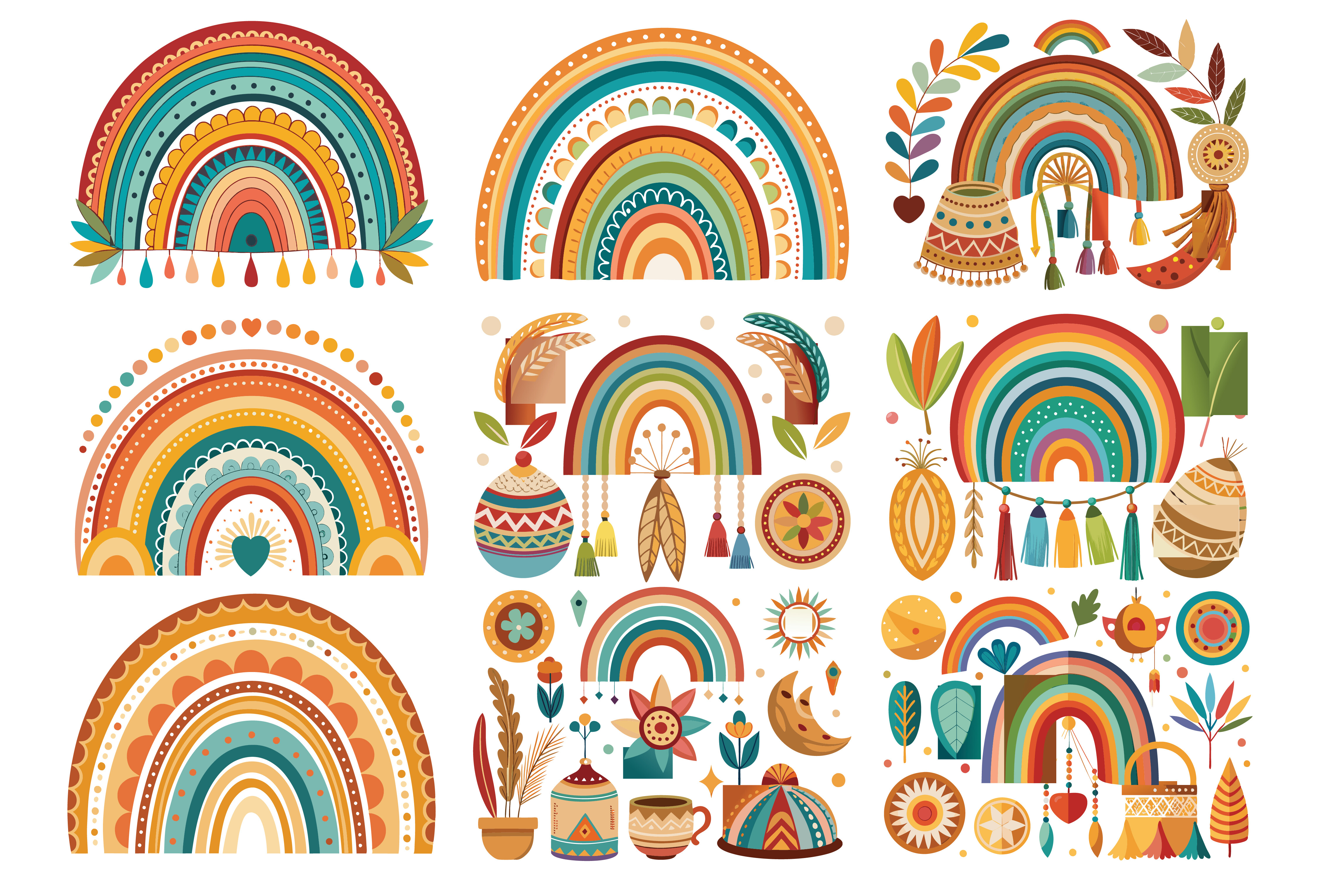 Boho Rainbow Design Art Vector Graphic by Designs River · Creative Fabrica