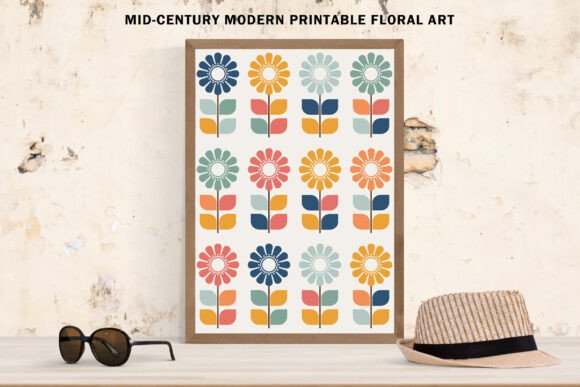 Colorful Retro Modern Floral Art