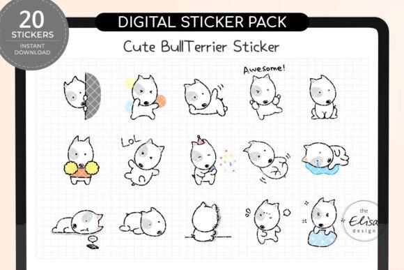 Cute BullTerrier Goodnotes Stickers