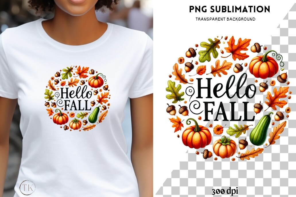 Hello Fall PNG, Autumn Vibes Leaf Graphic by Tanya Kart · Creative Fabrica