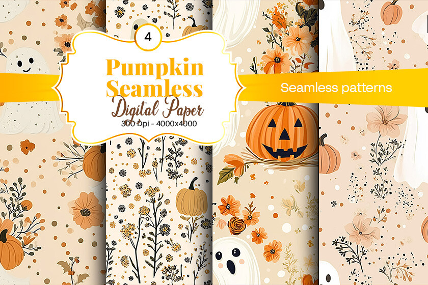 Pumpkin Seamless Pattern Digital Paper Graphic by hassanaasi001 ...