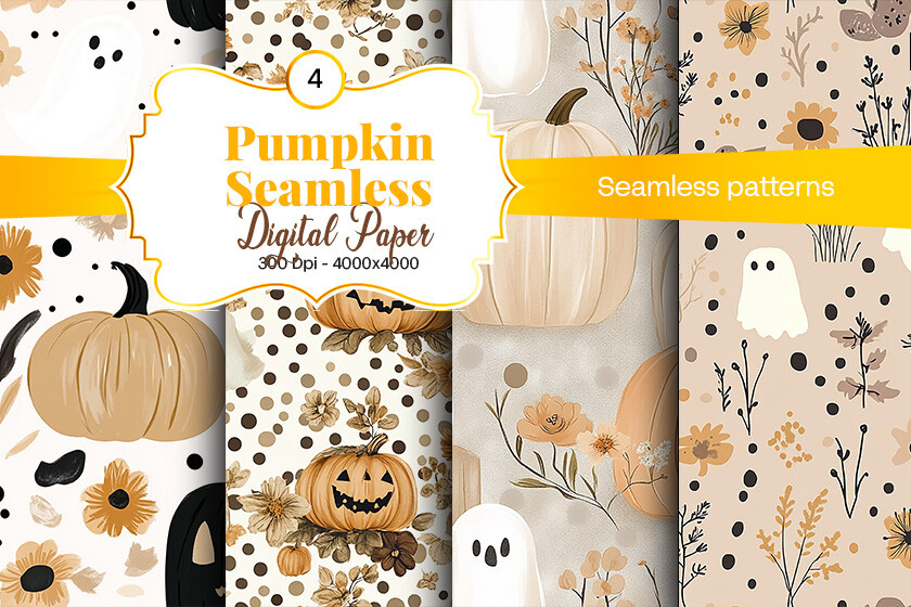 Pumpkin Seamless Pattern Digital Paper Graphic by hassanaasi001 ...