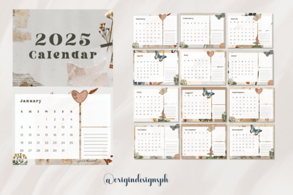 2025 Calendar - Ephemera Style Graphic Calendars By Origin Designs PH