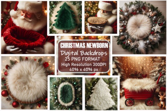 Preview of Christmas Newborn Digital Backdrops digital backdrop