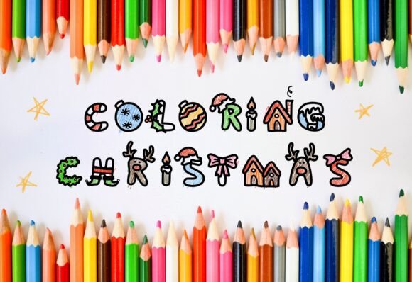 Coloring Christmas Font PNG with transparent background - Preview 1