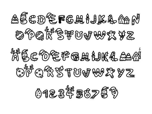 Coloring Christmas Font PNG with transparent background - Preview 2
