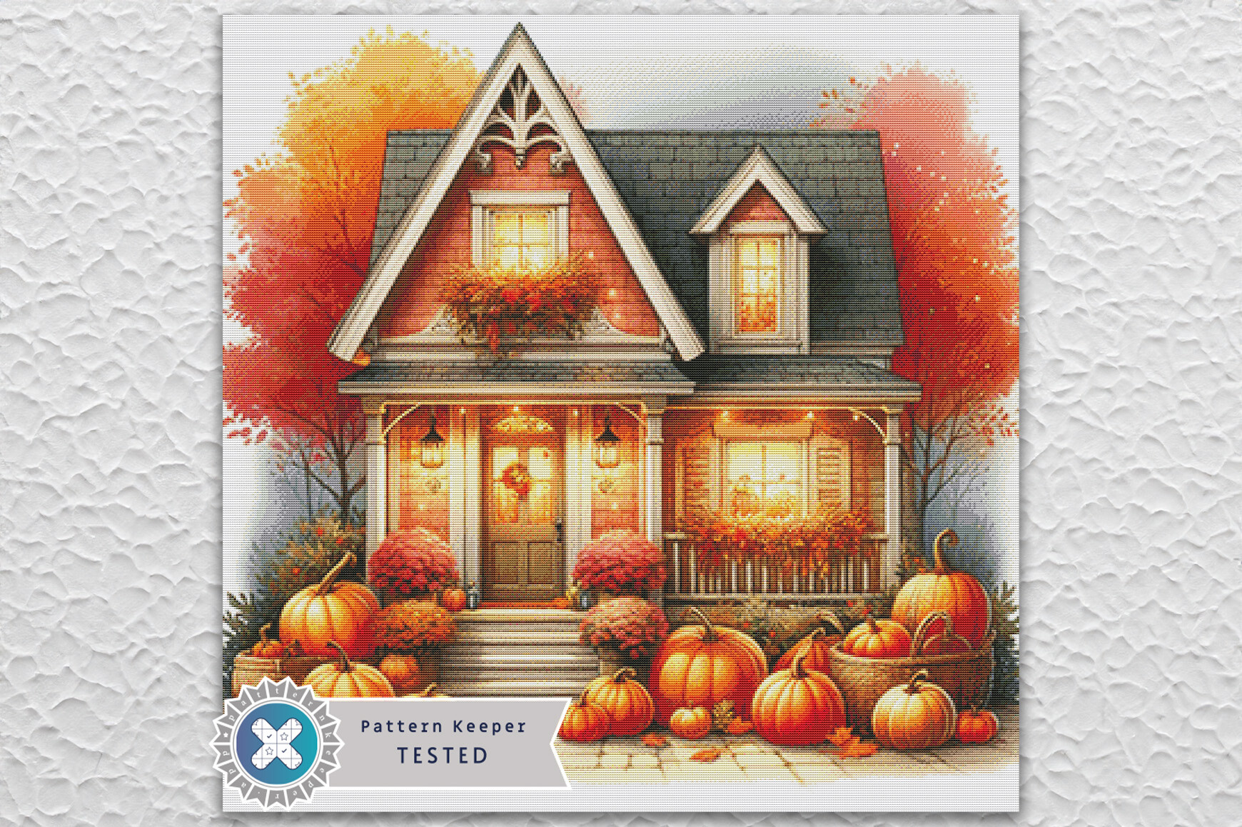 Cute Fall House Cross Stitch Pattern PDF