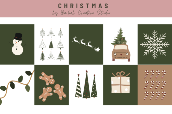 Green Christmas Printable Wall Art Graphics