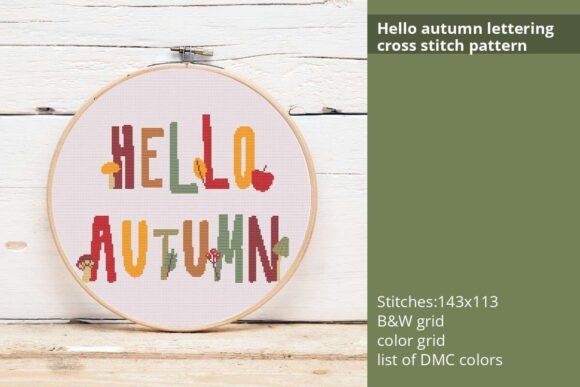 Hello Autumn Lettering Cross Stitch