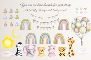 Jungle Animals. Baby Shower Clipart. PNG Graphic by Watercolor_by ...