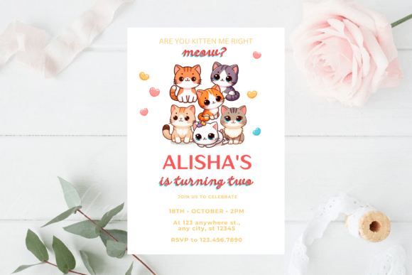 Kitty Cat Birthday Invitation