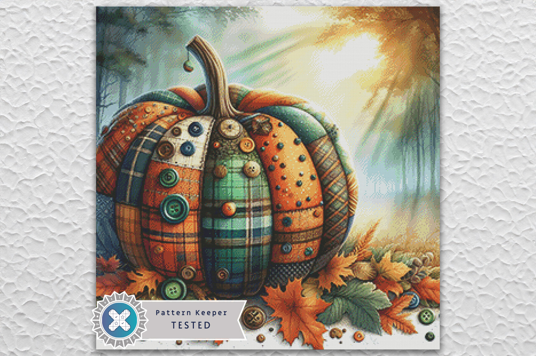 Patchwork Pumpkin Cross Stitch Pattern