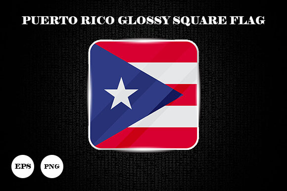 Puerto Rico Glossy Square Flag Icon Graphic by Rahallus Ntx · Creative ...