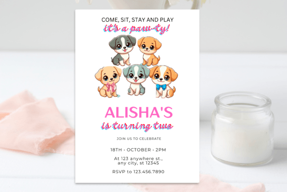 Puppy Lets Pawty Birthday Invitation