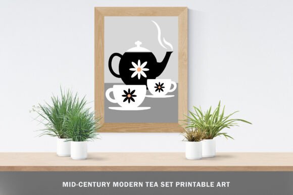 Retro Modern Tea Set Printable Art