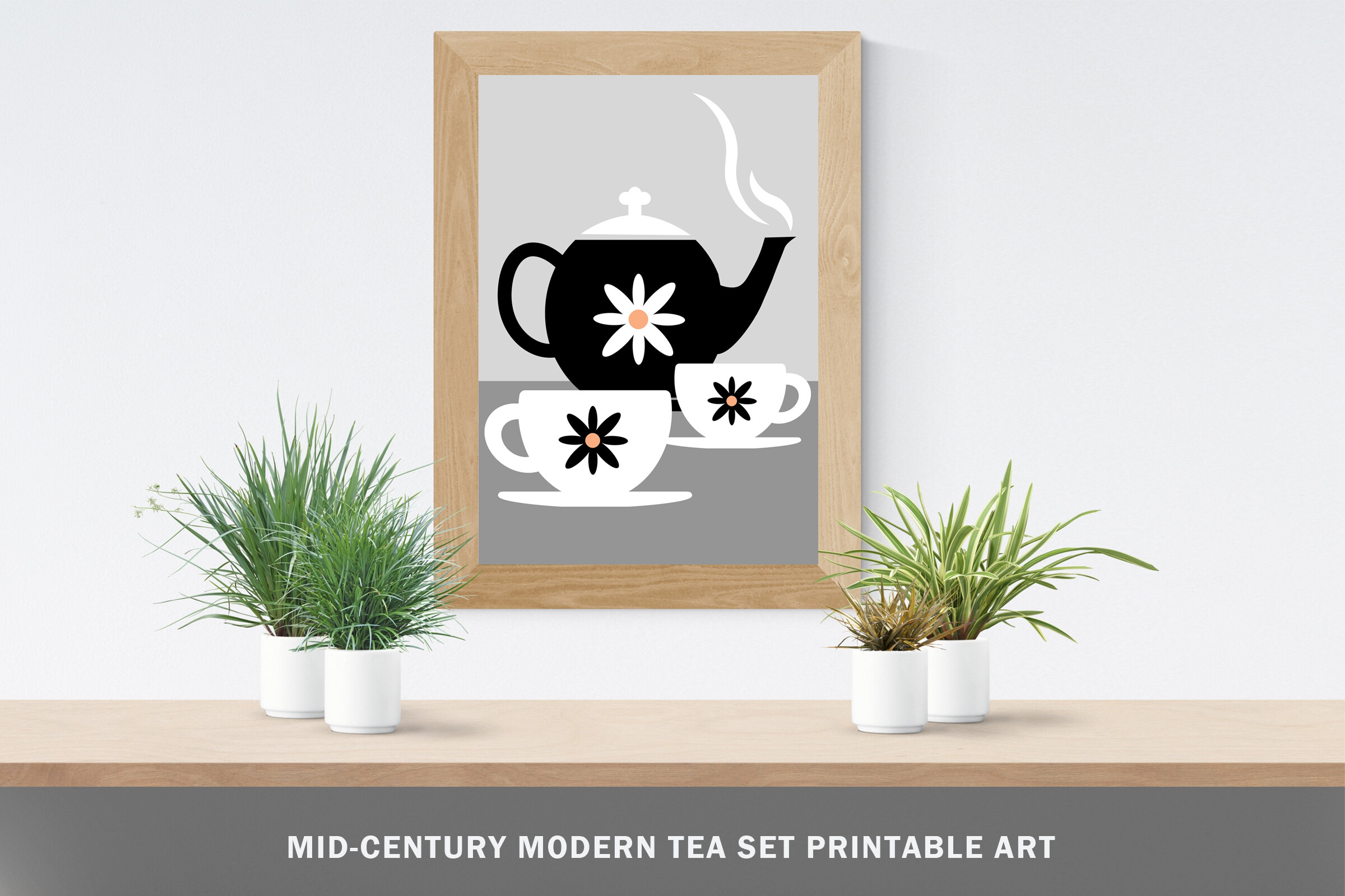 Retro Modern Tea Set Printable Art