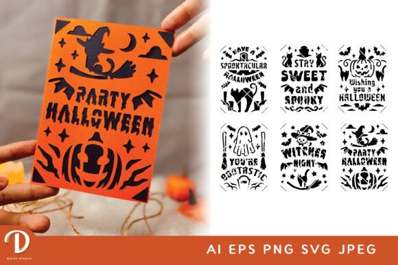 Set of 6 Halloween Card – Halloween Laser Cutting By Drizy Studio