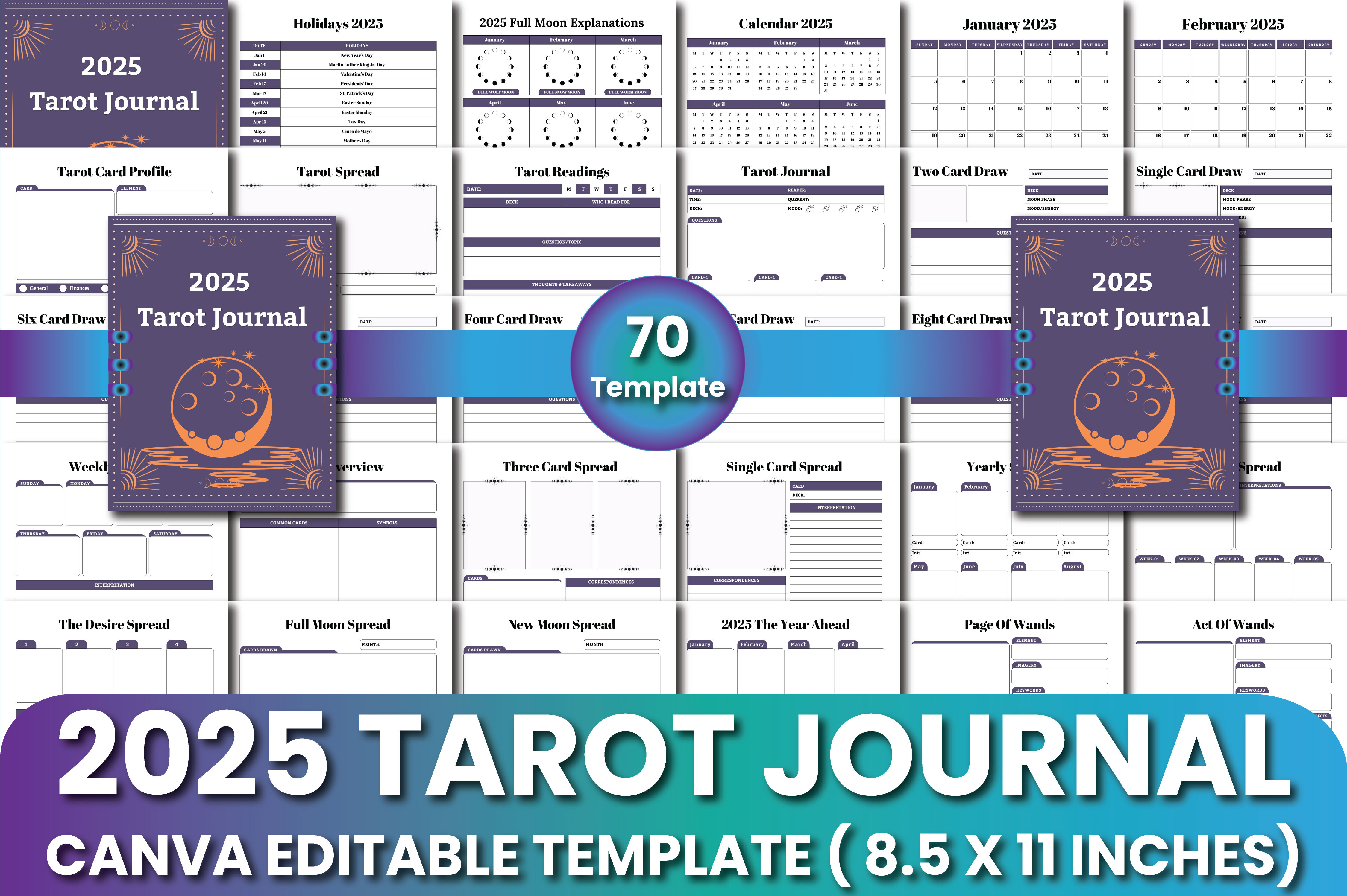 2025 Tarot Journal Canva Templates