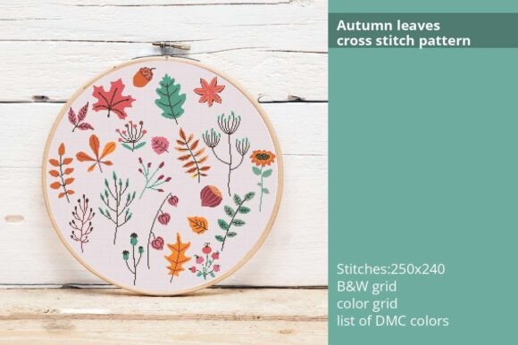 Autumn Leaves Cross Stitch Pattern