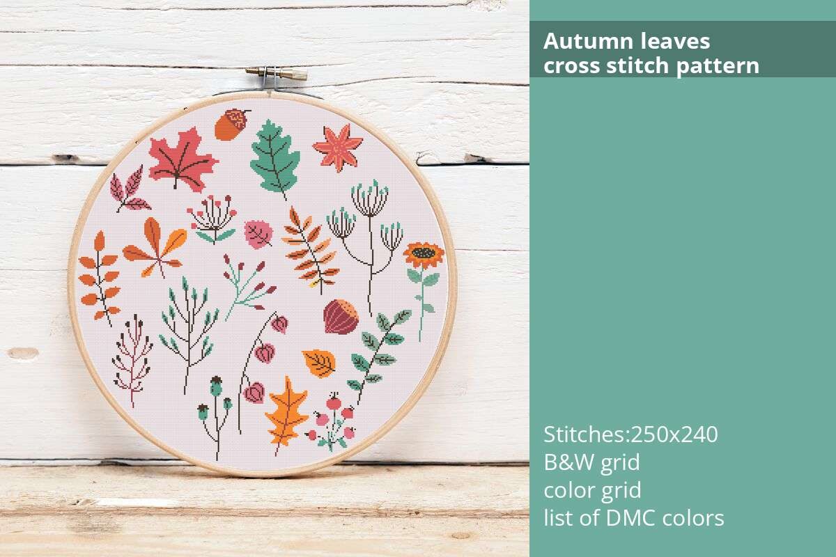 Autumn Leaves Cross Stitch Pattern