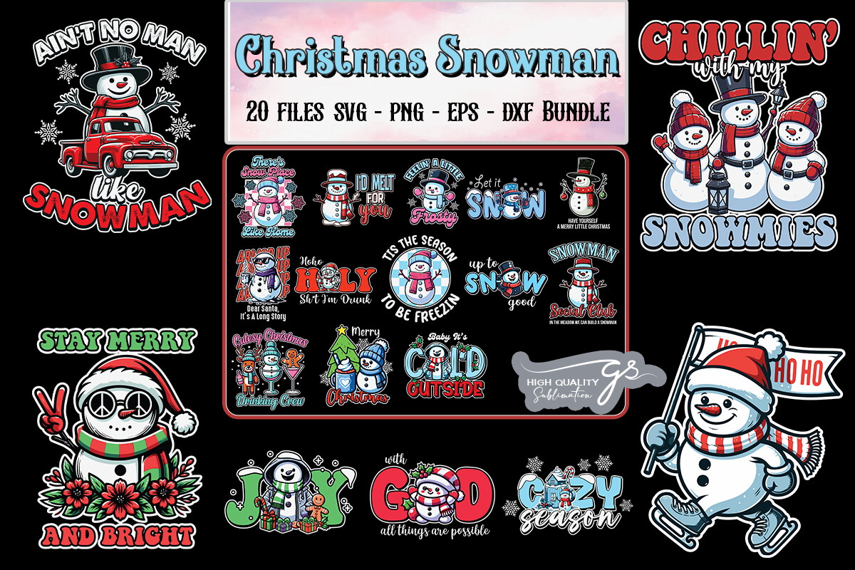 Christmas Snowman SVG Bundle Graphic by Glamousita.Sublimation ...