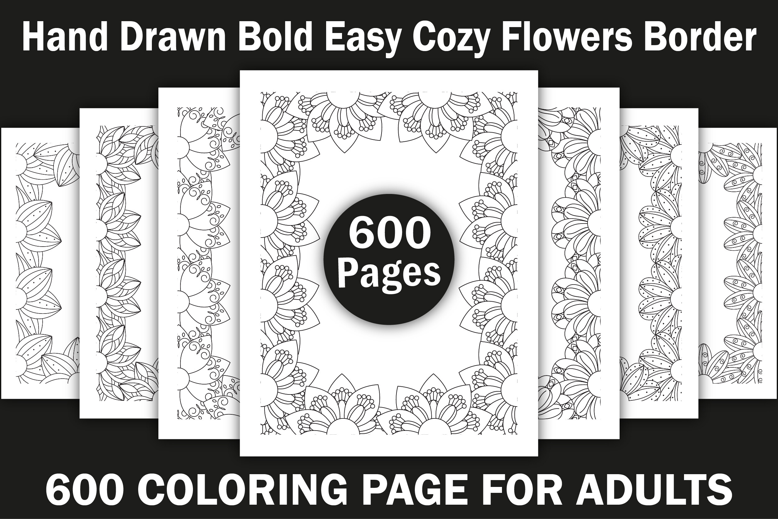 Hand Drawn Bold Easy Cozy Flowers Border