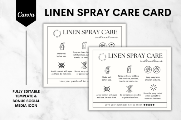 Linen Spray Care Card Canva Template 2