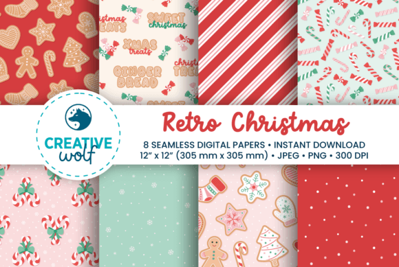 Retro Christmas Seamless Patterns Graphic Patterns By Creative Wolf Design