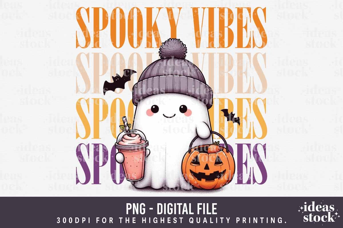 Spooky Vibes Png. Halloween. Ghost Png. Graphic by ideasStock ...