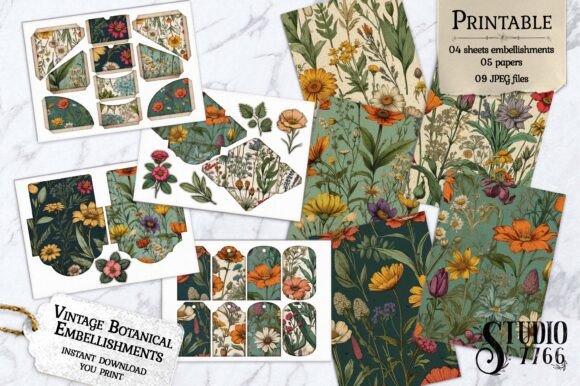 Vintage Botanical Embelishments Graphic AI Generated By Studio 7766
