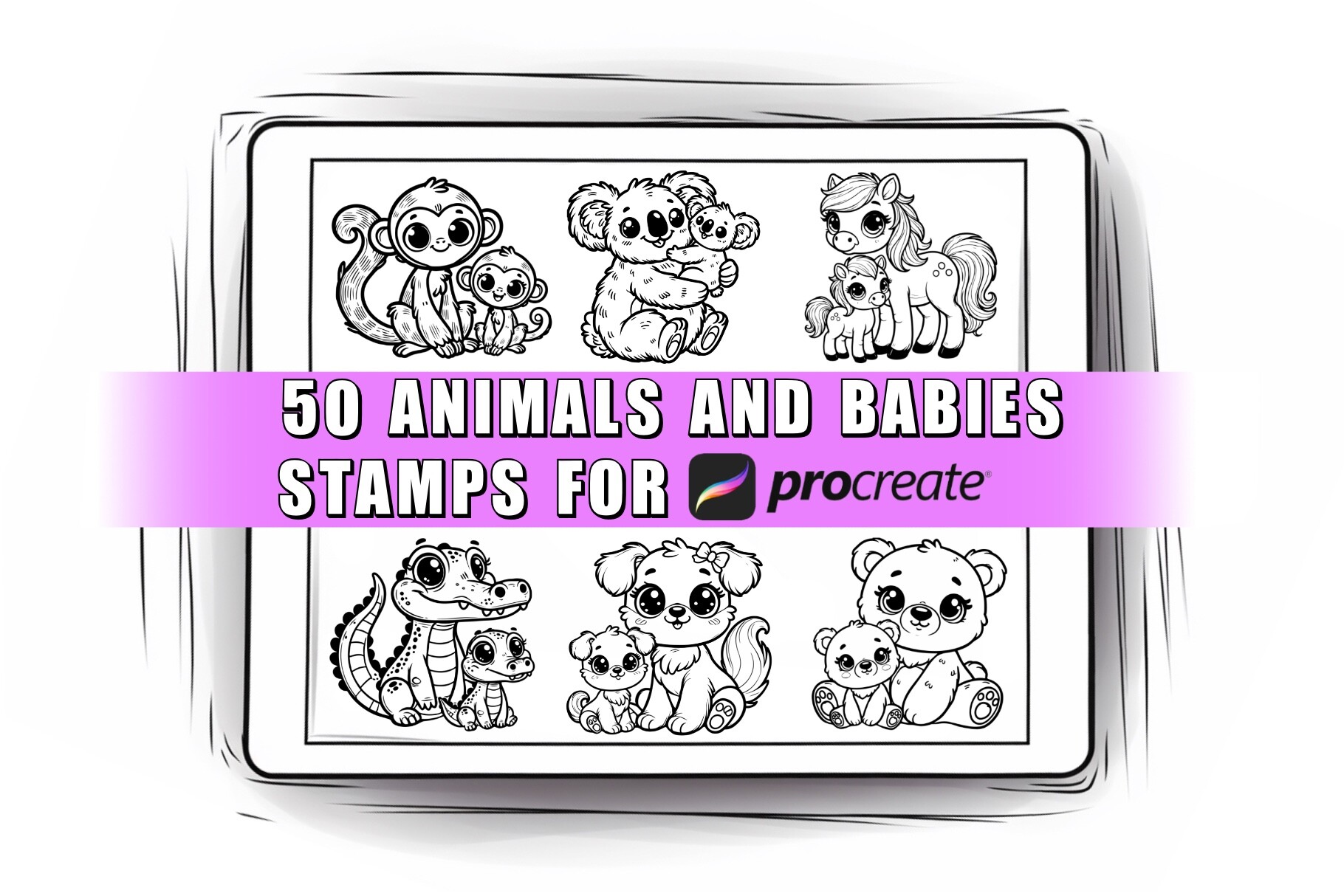 50 Baby Animals Procreate Stamps Brushes Graphic by ProcreateSale ...