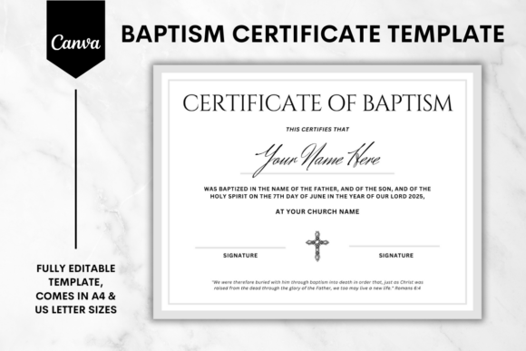 Baptism Certificate Canva Template 1