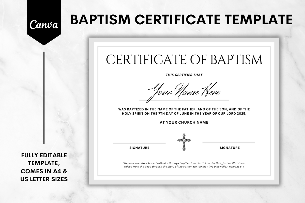 Baptism Certificate Canva Template 1